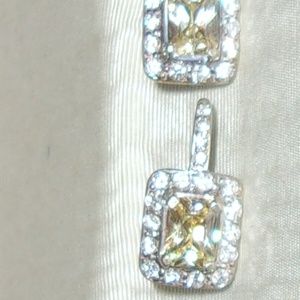 Yellow & White CZ Lever Back Earrings